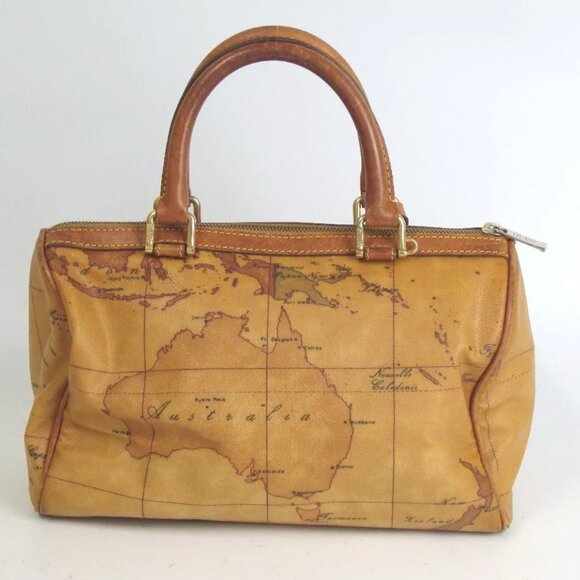 Authentic Alviero Martini Prima Classe Geo Classic Map Satchel Hand Bag - Picture 2 of 15